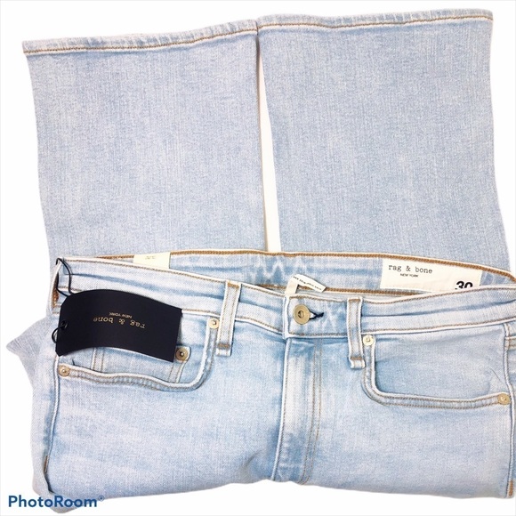 Rag & Bone Womens High Rise Light Wash Cropped Flared Ankle Jeans Sz 30 New - Picture 5 of 12